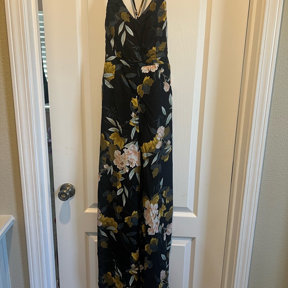 Lulu's Black Floral Jumpsuit